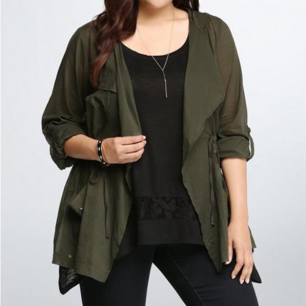 Drape Front Hooded Anorak